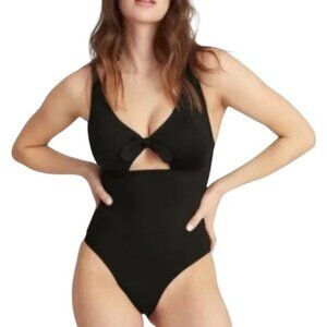Knix black deep V-neck tie front one piece swimsuit size XL